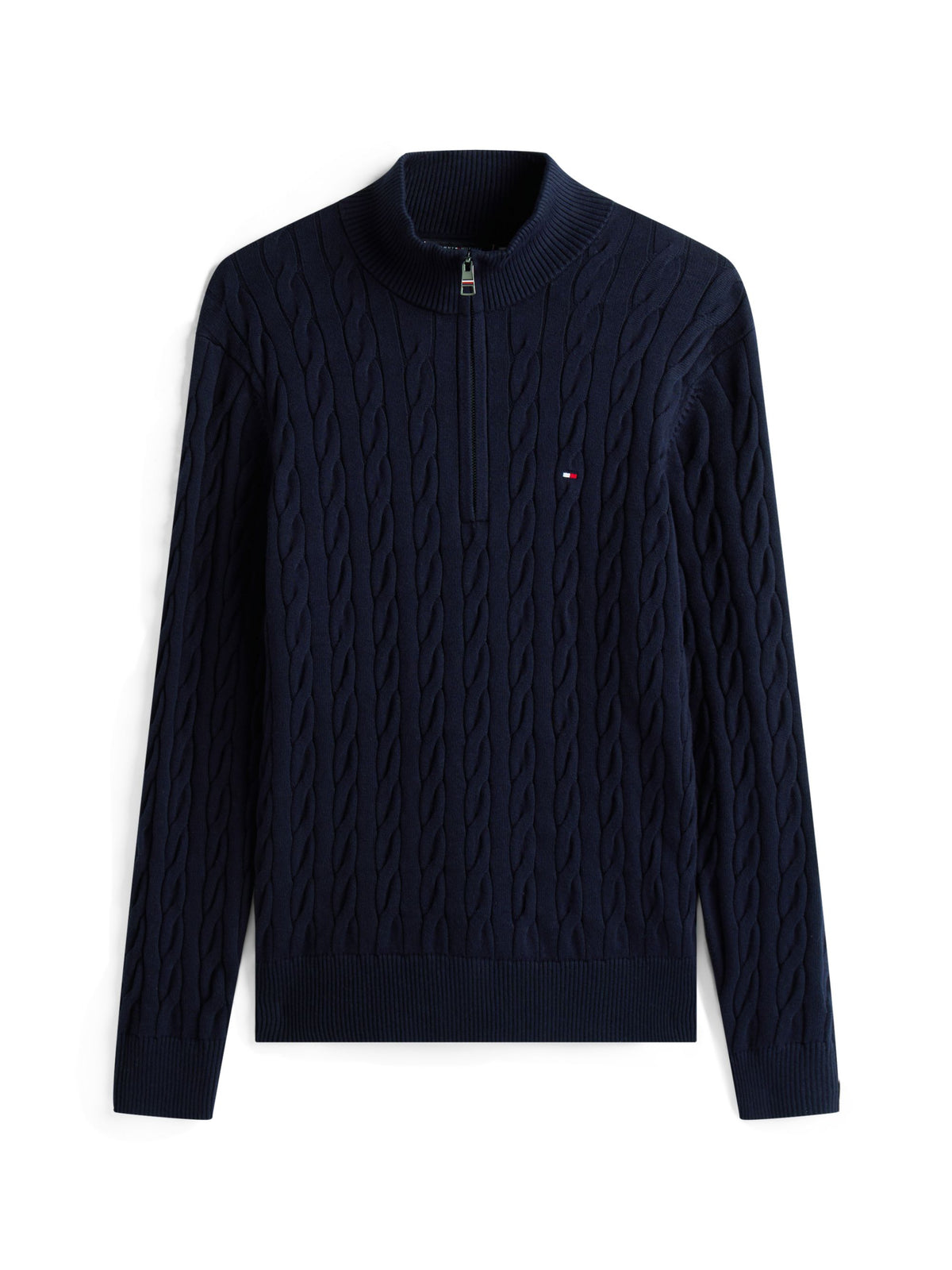 Tommy Hilfiger Classic Cotton Cable Zip Mock Jumper - Navy MW0MW36532_DW5_main_ay