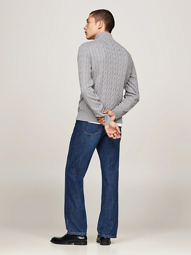 Tommy Hilfiger Cable Knit Half-Zip Jumper - Medium Grey Heather MW0MW36532_P91_alternate5