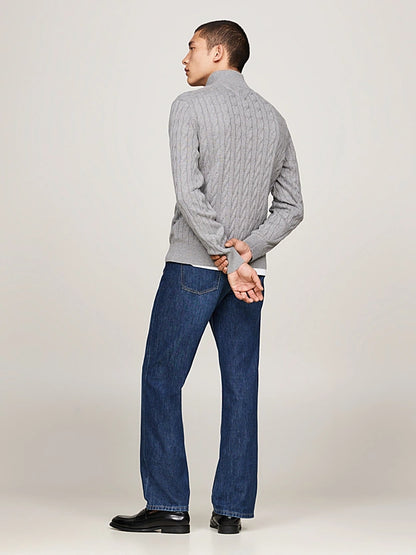 Tommy Hilfiger Cable Knit Half-Zip Jumper - Medium Grey Heather MW0MW36532_P91_alternate5