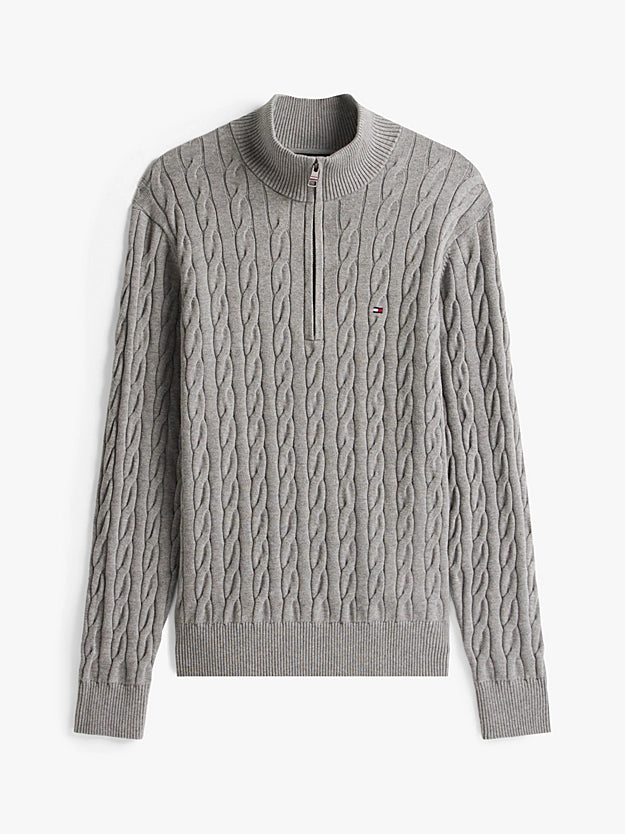 Tommy Hilfiger Cable Knit Half-Zip Jumper - Medium Grey Heather MW0MW36532_P91_alternate6
