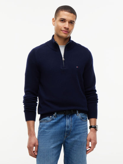 Tommy Hilfiger Lambswool Zip Mock Jumper - Navy MW0MW36536_DW5_alternate1_ay