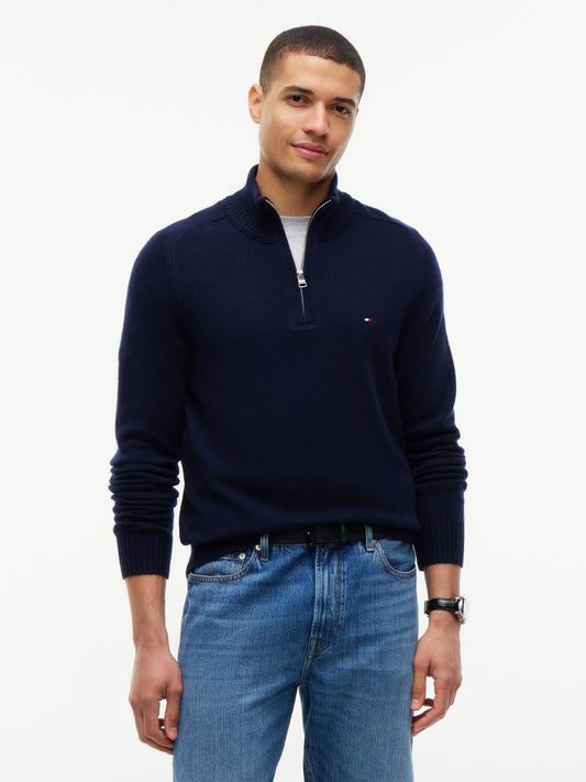 Tommy Hilfiger Lambswool Zip Mock Jumper - Navy MW0MW36536_DW5_alternate1_ay