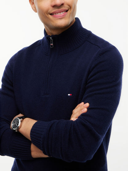 Tommy Hilfiger Lambswool Zip Mock Jumper - Navy MW0MW36536_DW5_alternate3_ay