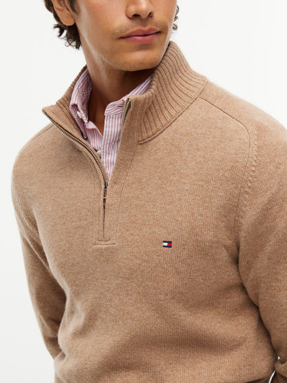 Tommy Hilfiger Lambswool Zip Mock Jumper - Camel MW0MW36536_RE5_alternate3_ay