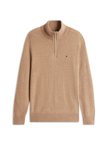Tommy Hilfiger Lambswool Zip Mock Jumper - Camel MW0MW36536_RE5_main_ay