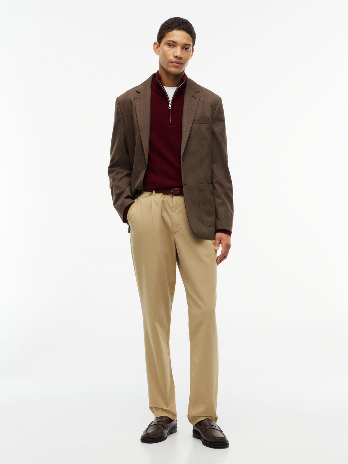 Tommy Hilfiger Lambswool Zip Mock Jumper - Burgundy MW0MW36536_V98_alternate2_ay