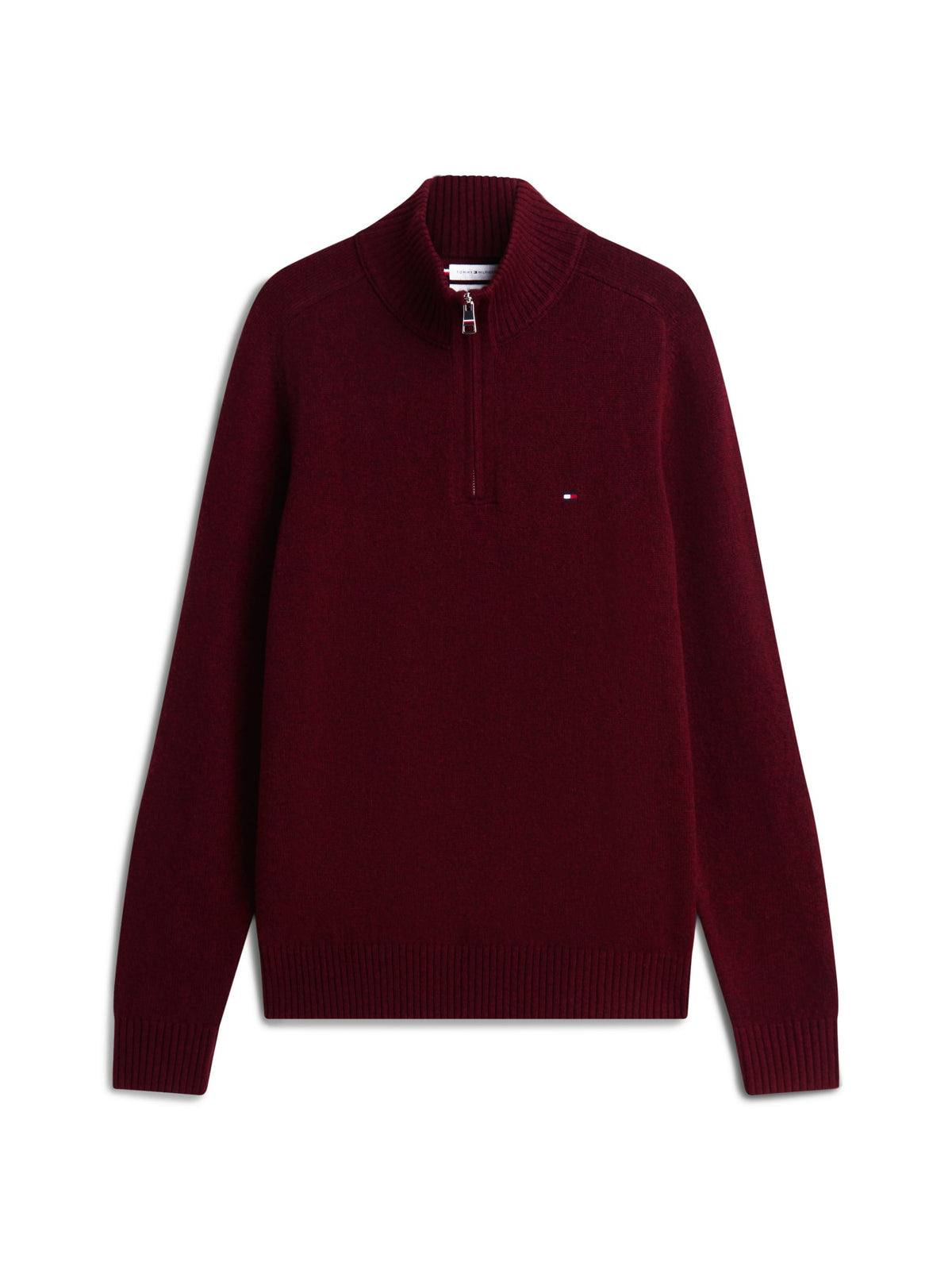 Tommy Hilfiger Lambswool Zip Mock Jumper - Burgundy MW0MW36536_V98_main_ay