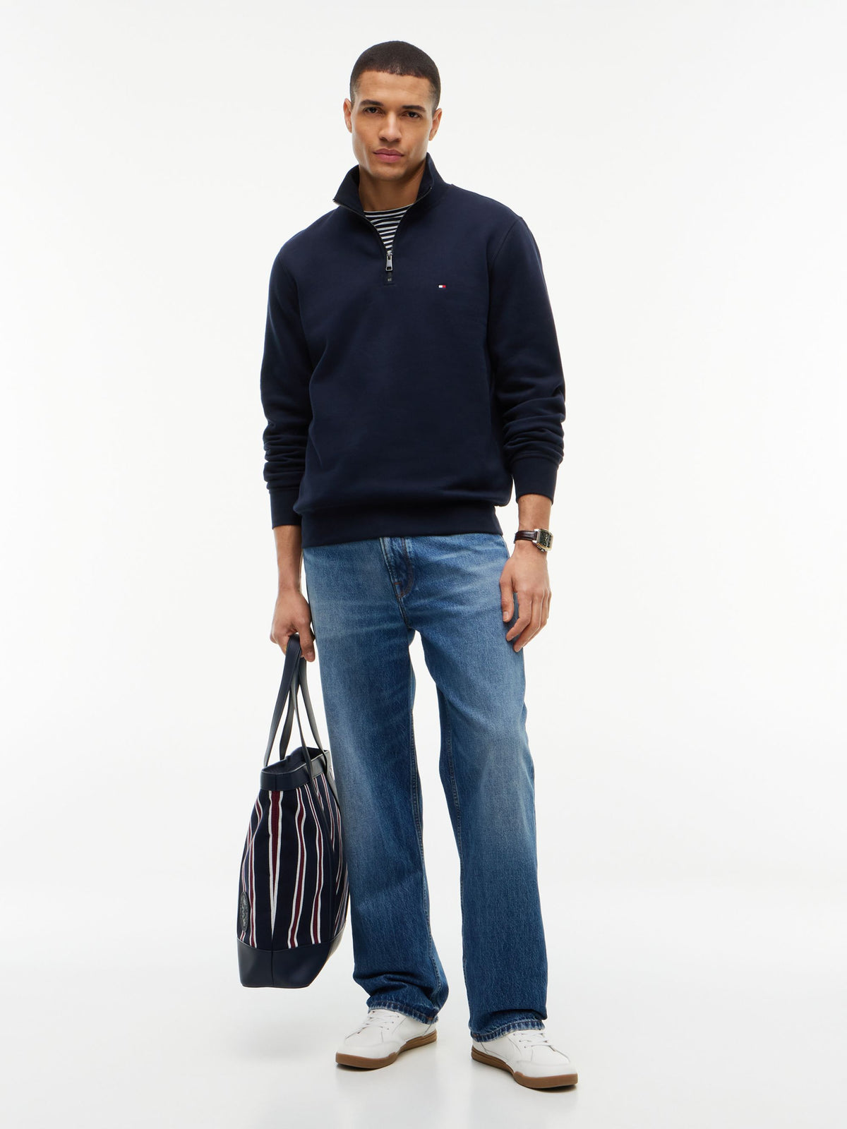 Tommy Hilfiger Essential Fleece Quarter-Zip Sweatshirt - Navy MW0MW37233_DW5_alternate2_ay