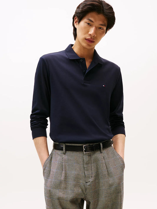 Tommy Hilfiger Regular Fit Long Sleeve Polo Shirt - Navy Blue MW0MW37317_DW5_main