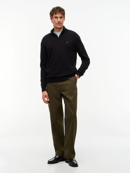 Tommy Hilfiger Essential Cotton Zip Mock Jumper - Black MW0MW37331_BDS_alternate2_ay