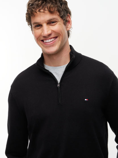 Tommy Hilfiger Essential Cotton Zip Mock Jumper - Black MW0MW37331_BDS_alternate3_ay