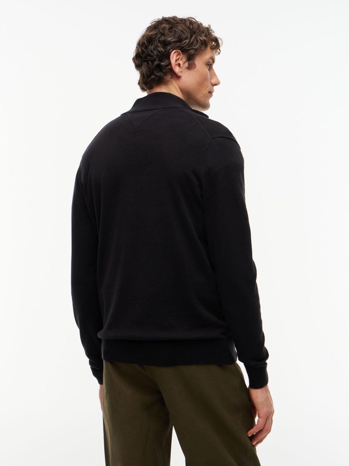 Tommy Hilfiger Essential Cotton Zip Mock Jumper - Black MW0MW37331_BDS_alternate4_ay