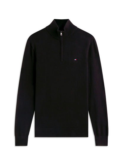 Tommy Hilfiger Essential Cotton Zip Mock Jumper - Black MW0MW37331_BDS_main_ay