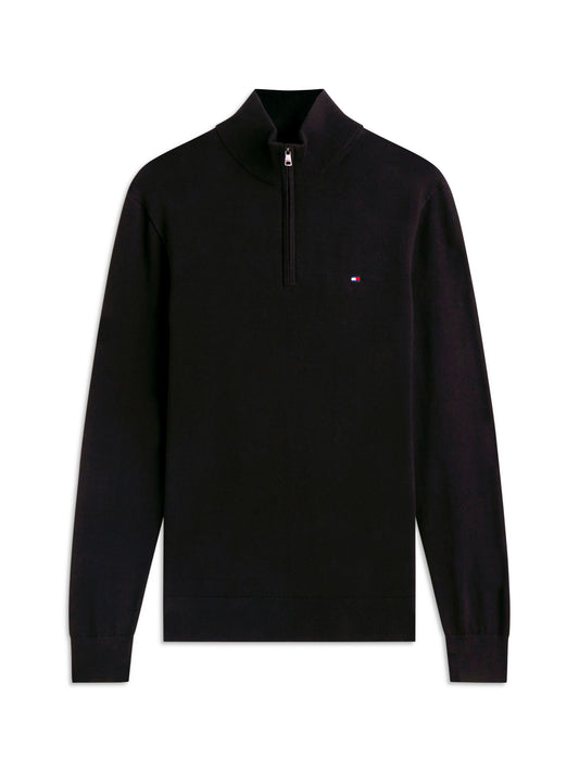 Tommy Hilfiger Essential Cotton Zip Mock Jumper - Black MW0MW37331_BDS_main_ay