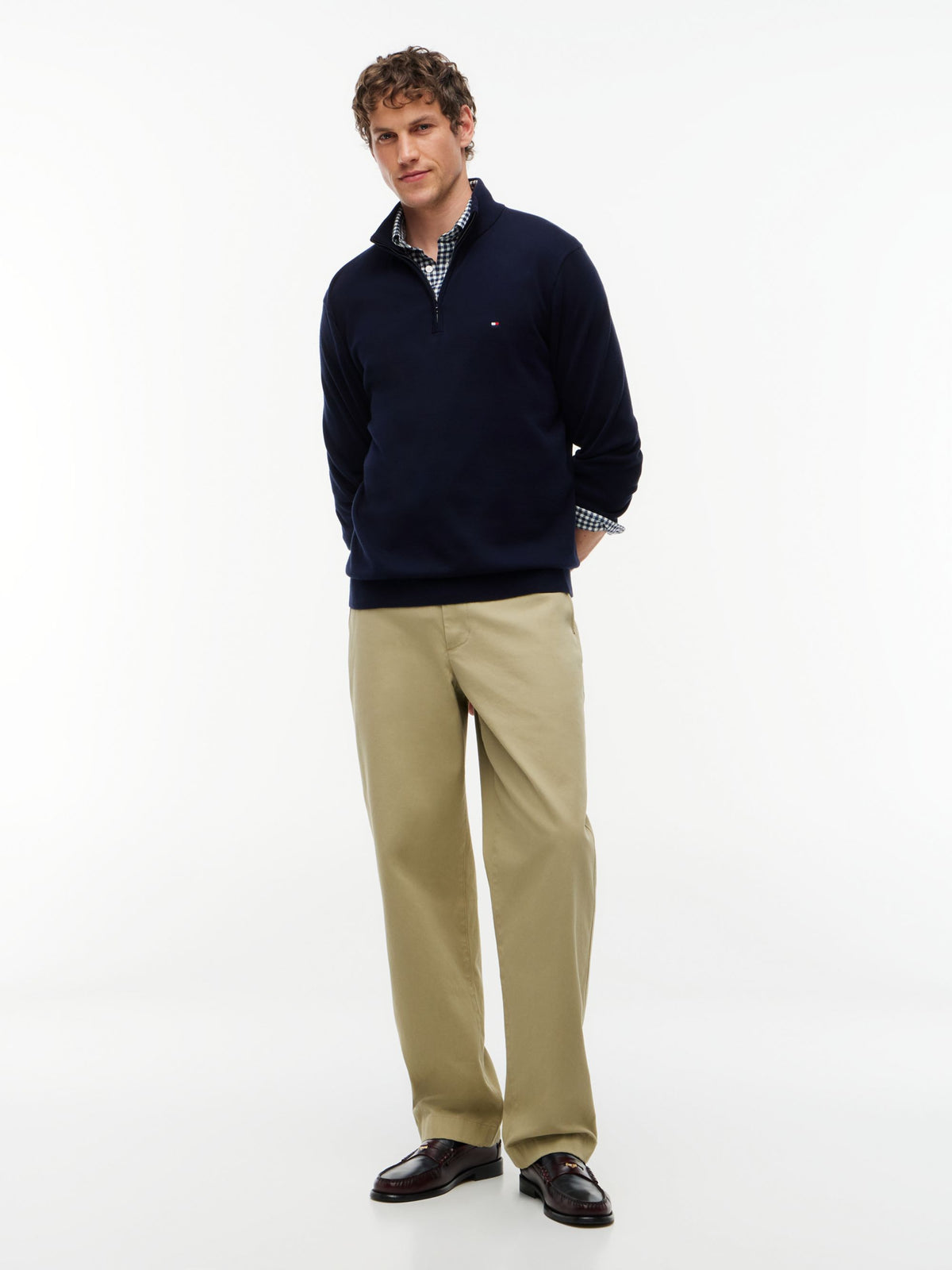 Tommy Hilfiger Essential Cotton Zip Mock Jumper - Navy MW0MW37331_DW5_alternate2_ay