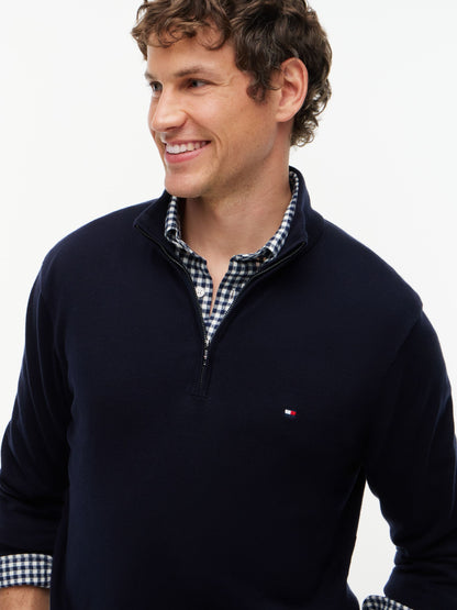 Tommy Hilfiger Essential Cotton Zip Mock Jumper - Navy MW0MW37331_DW5_alternate3_ay
