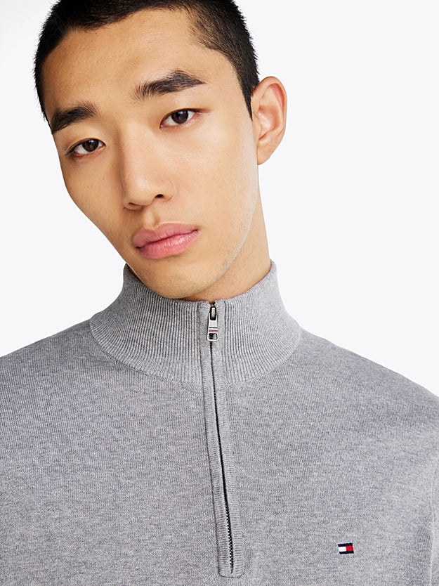 Tommy Hilfiger Quarter-Zip Mock Neck Jumper - Grey MW0MW37331_P91_alternate1
