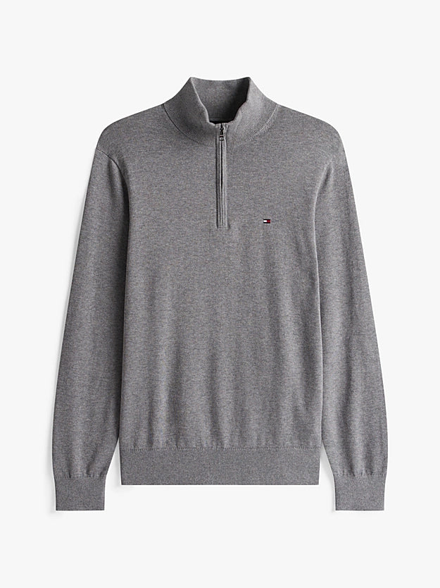 Tommy Hilfiger Quarter-Zip Mock Neck Jumper - Grey MW0MW37331_P91_alternate4