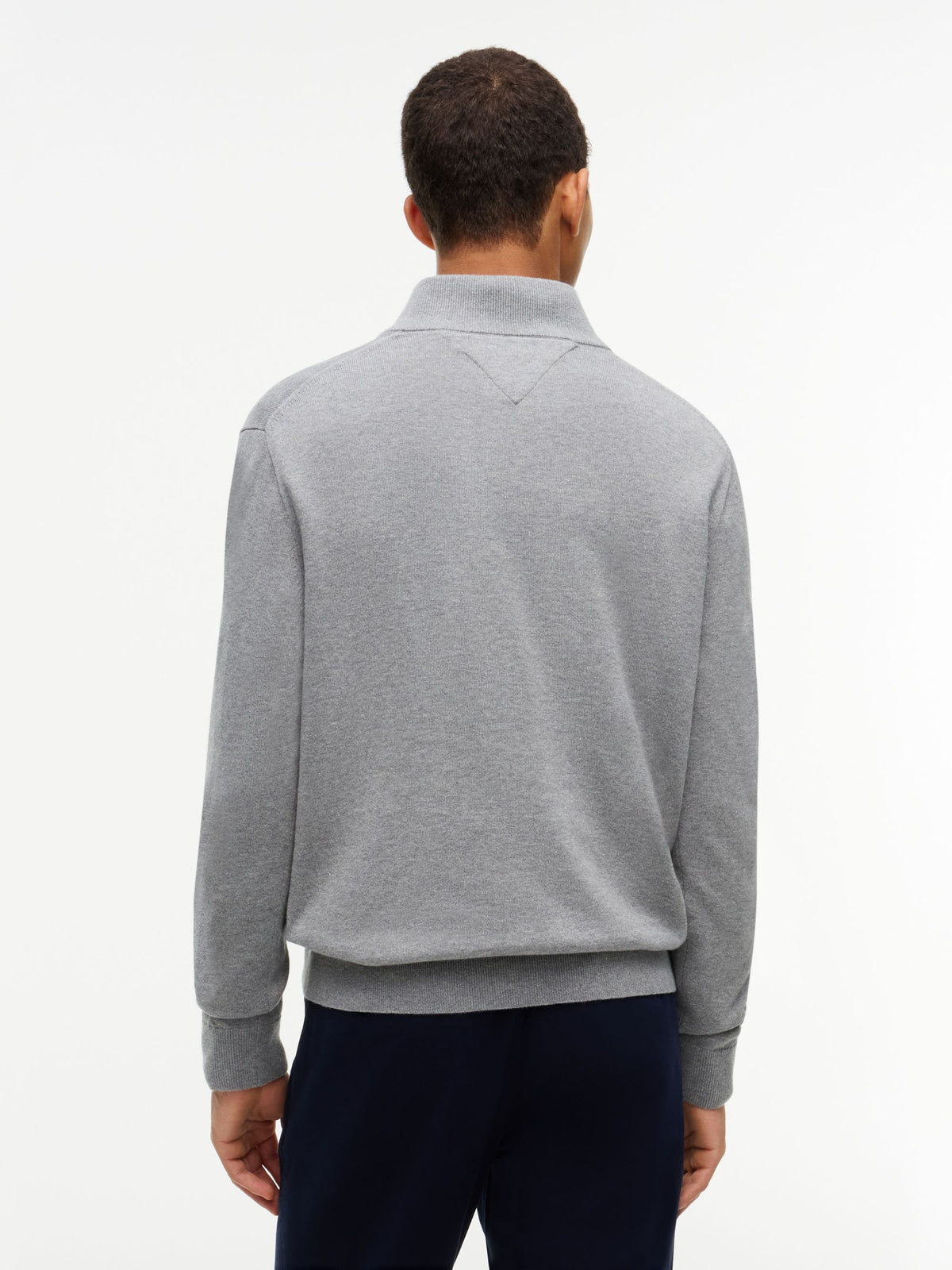 Tommy Hilfiger Essential Cotton Zip Mock Jumper - Medium Grey Heather MW0MW37331_P91_alternate4_ay