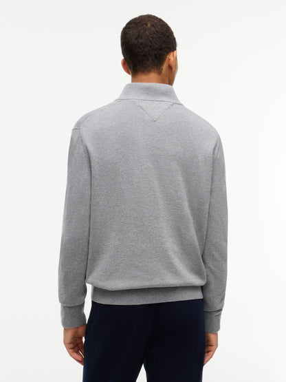 Tommy Hilfiger Essential Cotton Zip Mock Jumper - Medium Grey Heather MW0MW37331_P91_alternate4_ay