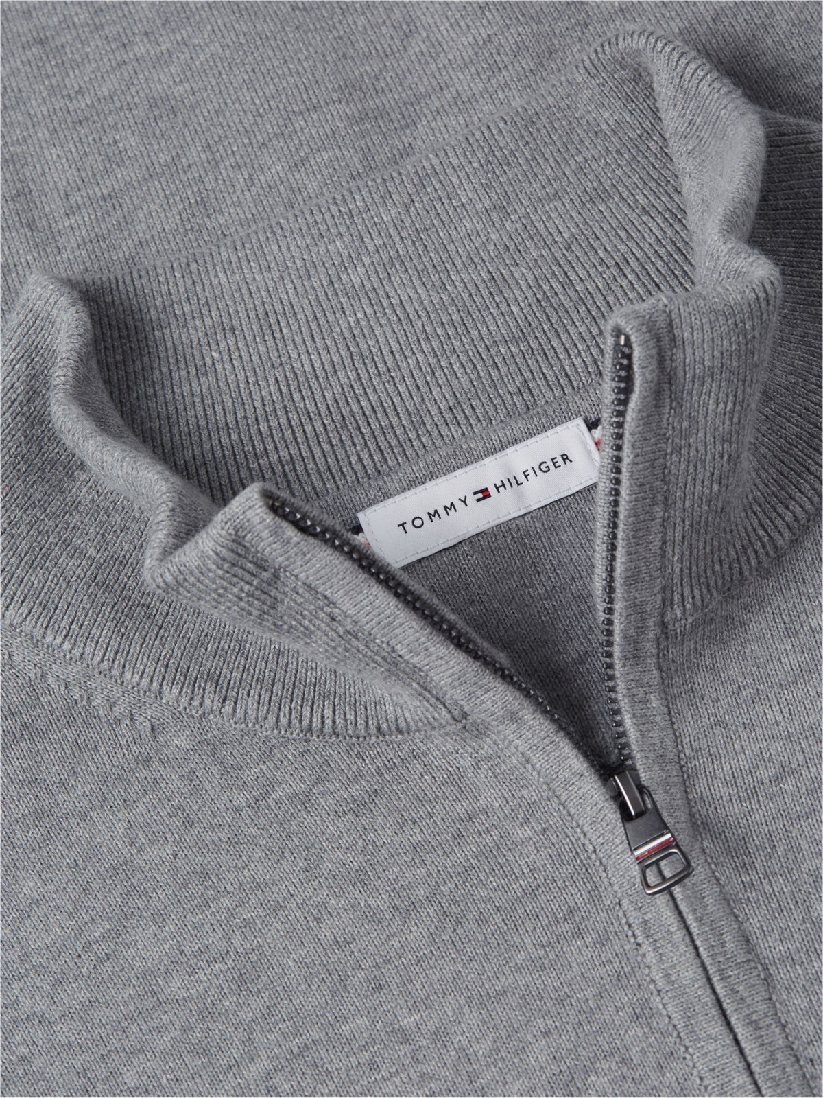 Tommy Hilfiger Essential Cotton Zip Mock Jumper - Medium Grey Heather MW0MW37331_P91_alternate5_ay
