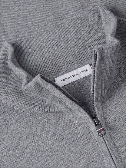 Tommy Hilfiger Essential Cotton Zip Mock Jumper - Medium Grey Heather MW0MW37331_P91_alternate5_ay