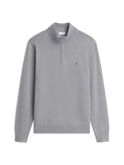 Tommy Hilfiger Essential Cotton Zip Mock Jumper - Medium Grey Heather MW0MW37331_P91_main_ay