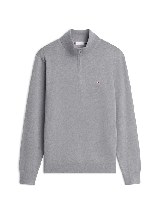 Tommy Hilfiger Essential Cotton Zip Mock Jumper - Medium Grey Heather MW0MW37331_P91_main_ay