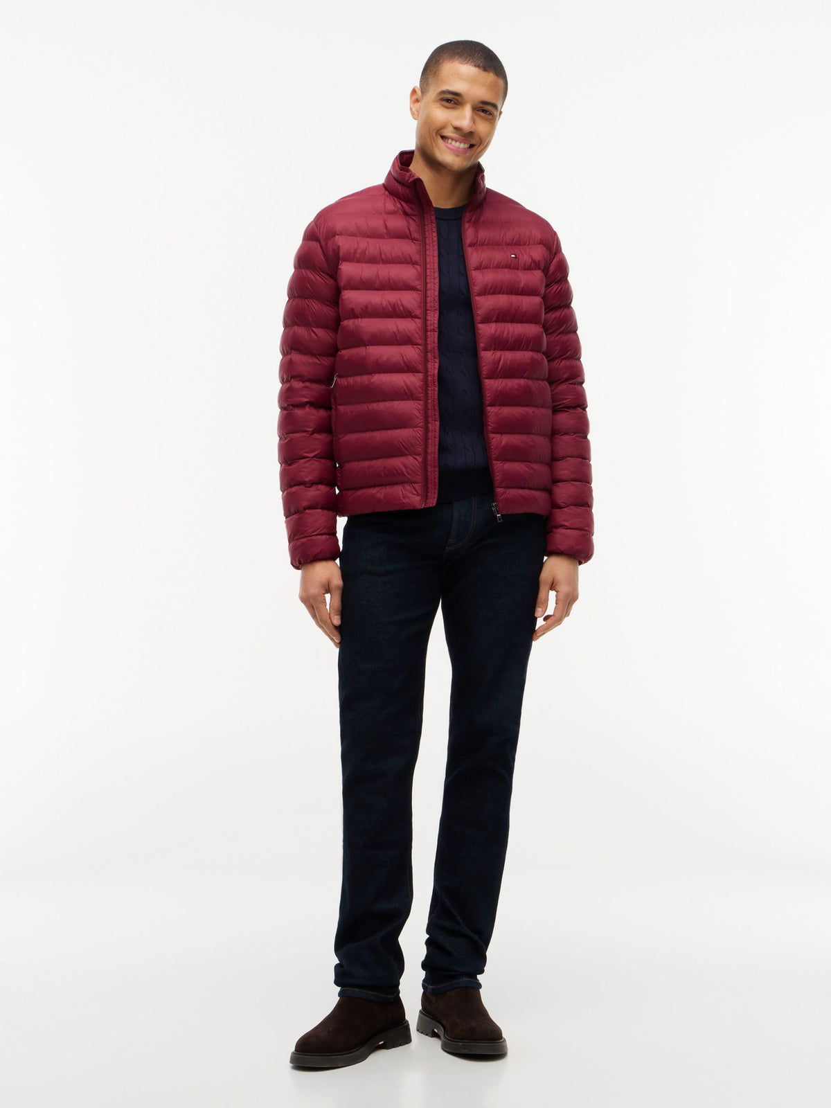Tommy Hilfiger Flag Embroidery Packable Quilted Jacket - Burgundy MW0MW37634_VLP_alternate2_ay