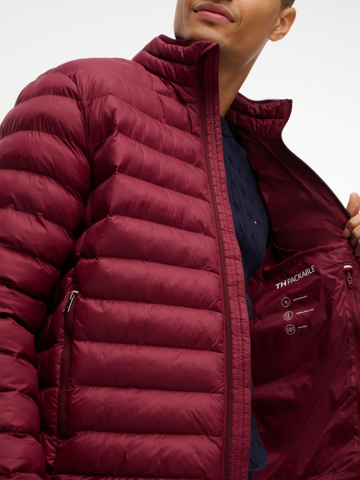 Tommy Hilfiger Flag Embroidery Packable Quilted Jacket - Burgundy MW0MW37634_VLP_alternate4_ay