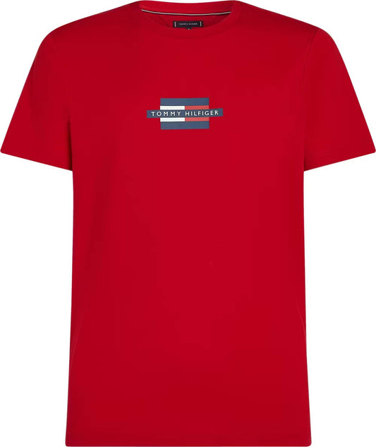 Tommy Hilfiger Flag Logo Print T-Shirt - Red MW0MW38636XLD_F_C5101
