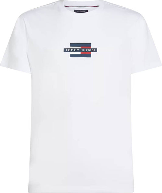 Tommy Hilfiger Flag Logo Print T-Shir - White MW0MW38636YBR_F_C5101