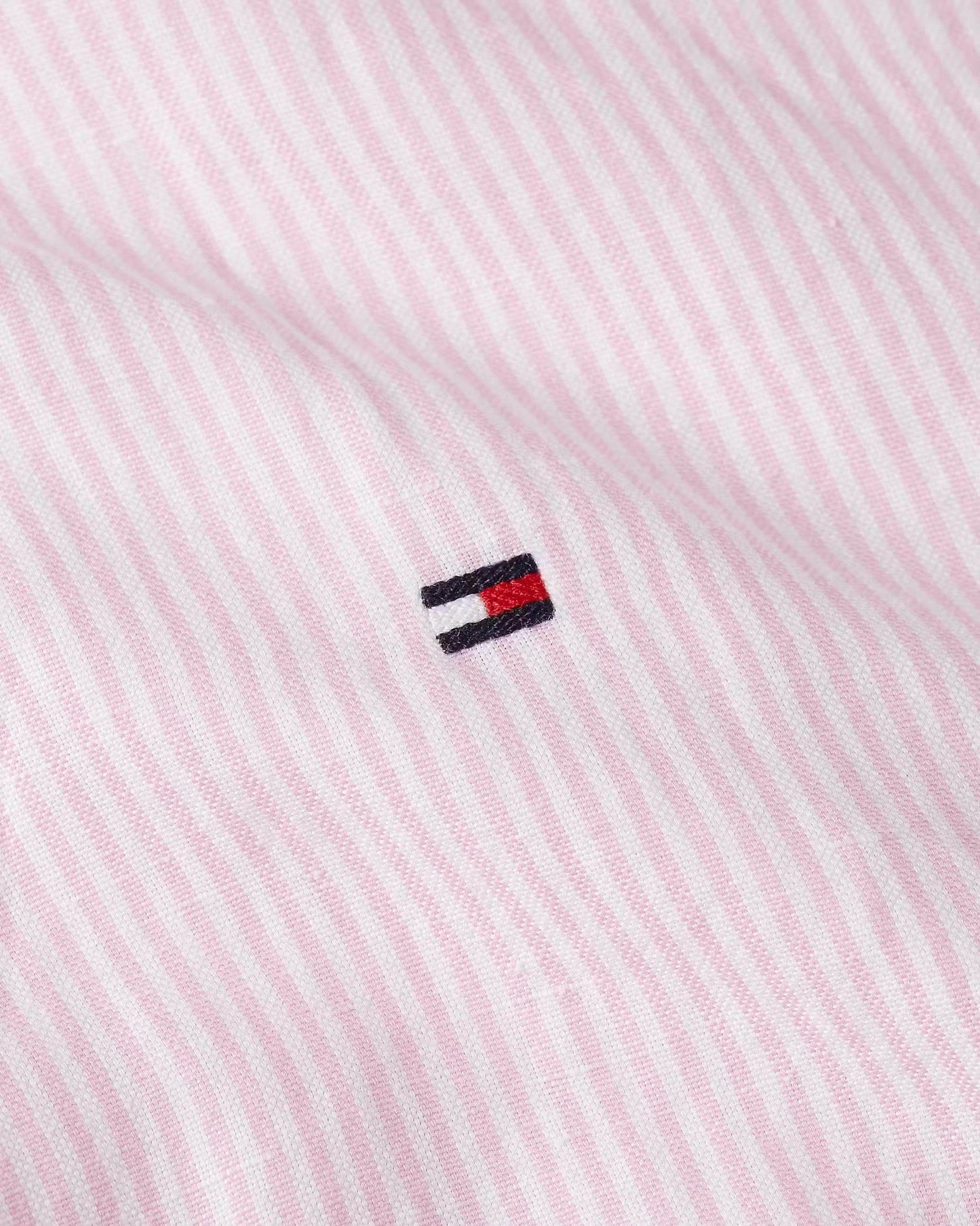 Tommy Hilfiger Stripe Linen Blend Short Sleeve Shirt - Light pink MW0MW391550D1_D_C5101