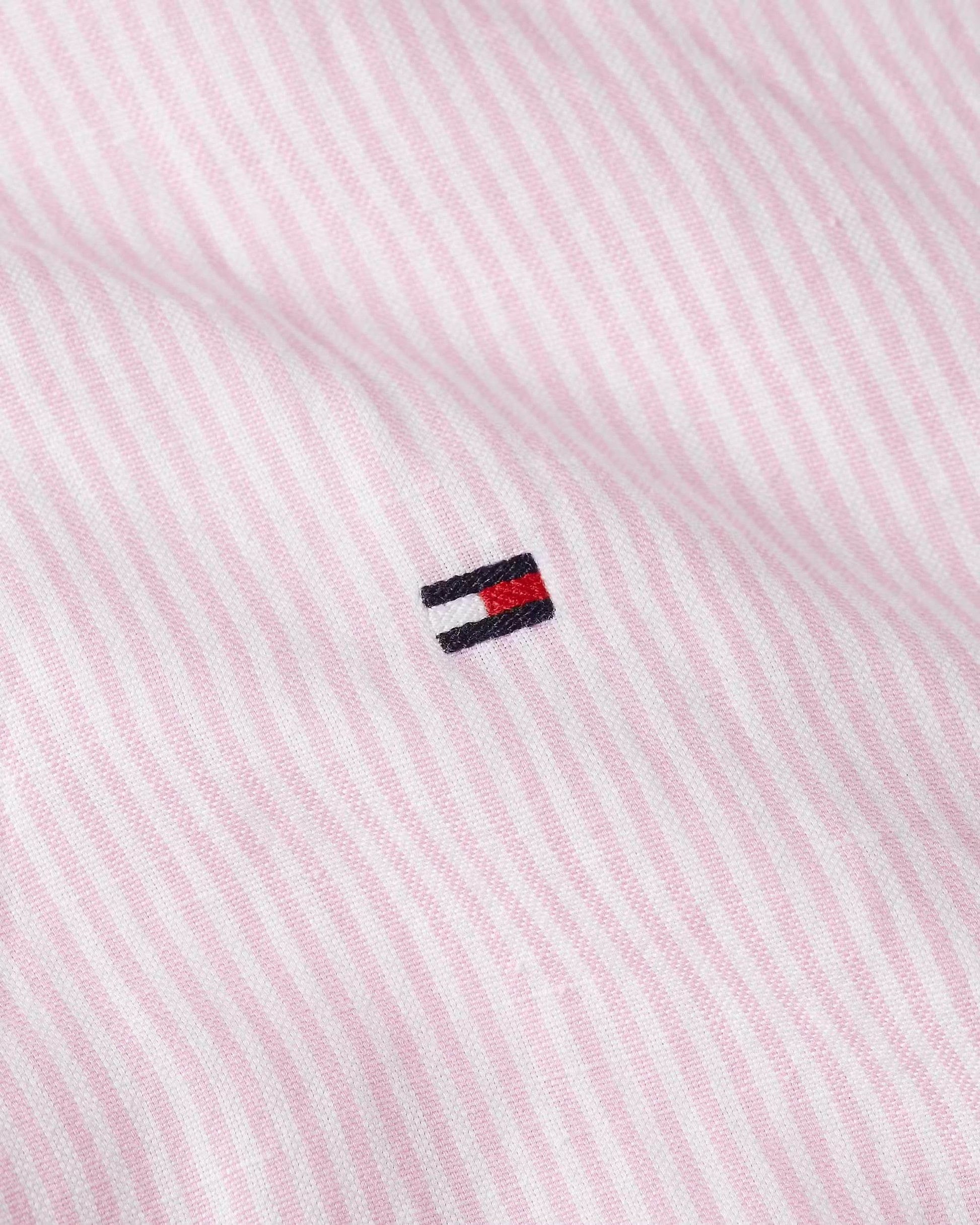Tommy Hilfiger Stripe Linen Blend Short Sleeve Shirt - Light pink MW0MW391550D1_D_C5101