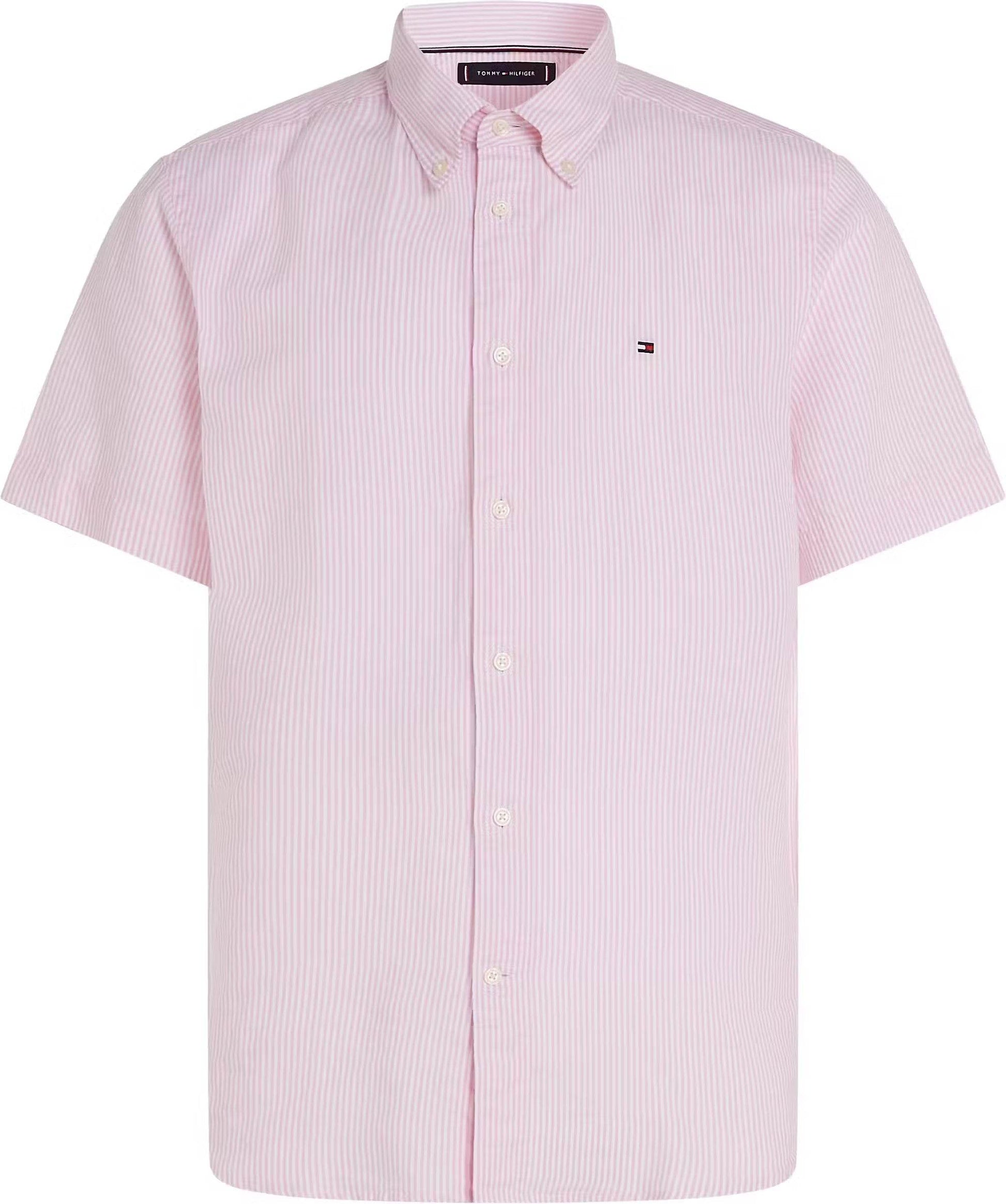 Tommy Hilfiger Stripe Linen Blend Short Sleeve Shirt - Light pink MW0MW391550D1_F_C5101