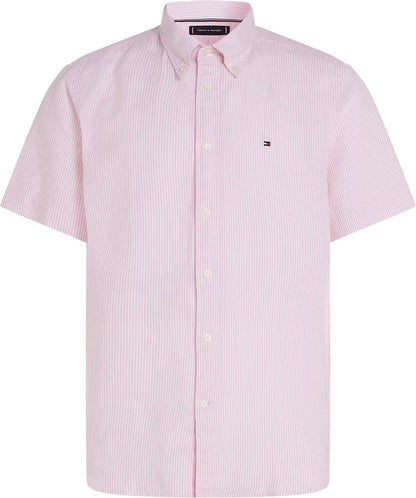 Tommy Hilfiger Stripe Linen Blend Short Sleeve Shirt - Light pink MW0MW391550D1_F_C5101