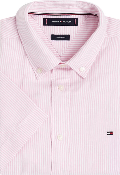 Tommy Hilfiger Stripe Linen Blend Short Sleeve Shirt - Light pink MW0MW391550D1_I_C5101