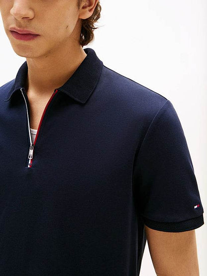 Tommy Hilfiger Regular Signature Zip Placket Polo Shirt - Desert Sky MW0MW39552_DW5_alternate1