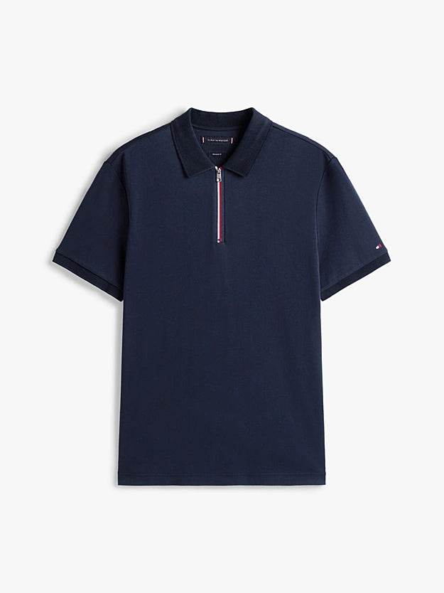 Tommy Hilfiger Regular Signature Zip Placket Polo Shirt - Desert Sky MW0MW39552_DW5_alternate4