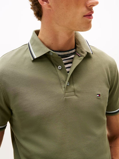 Tommy Hilfiger Slim Fit Tipped Polo Shirt - Battle Green MW0MW39993_PLI_alternate1