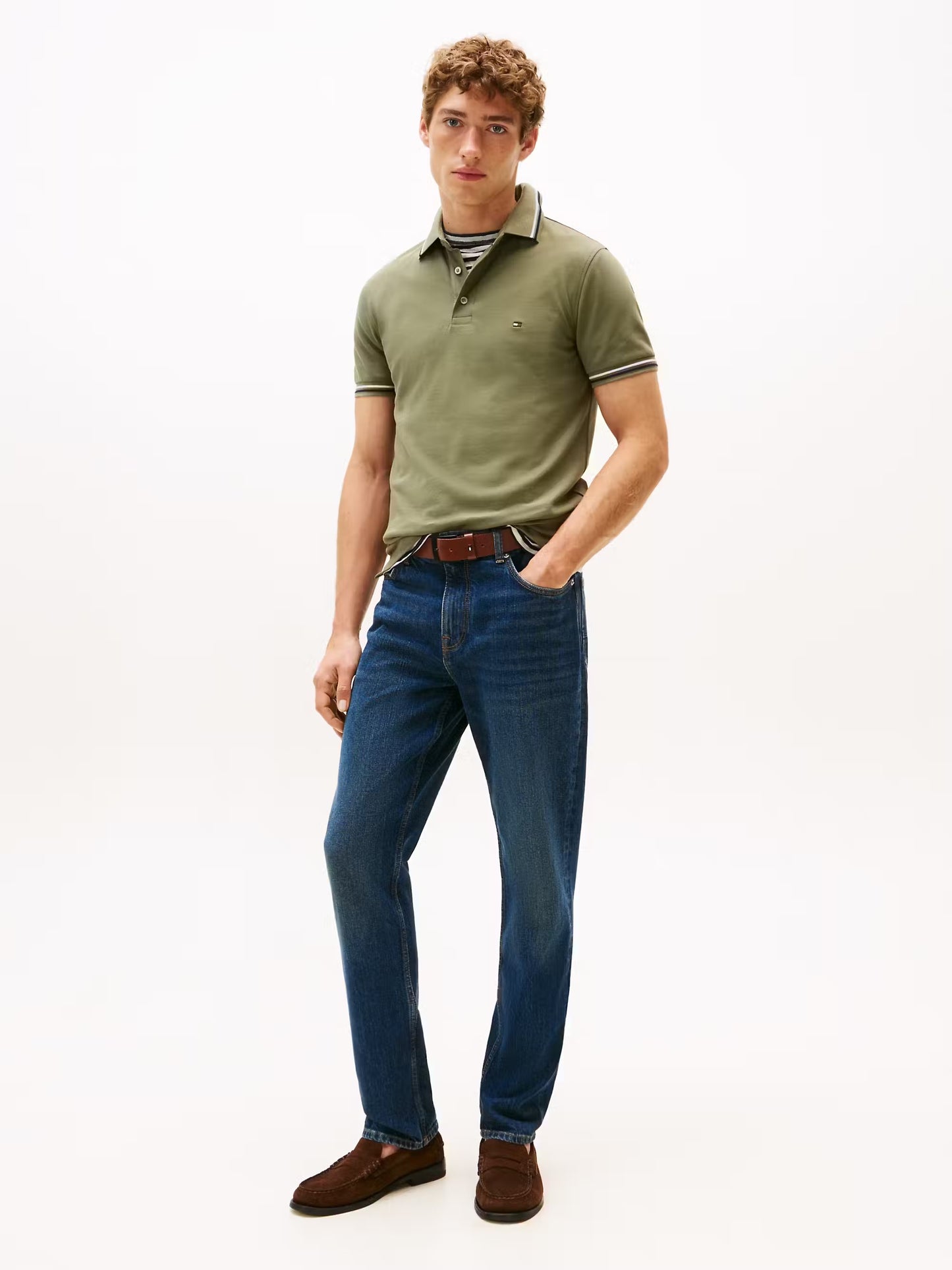 Tommy Hilfiger Slim Fit Tipped Polo Shirt - Battle Green MW0MW39993_PLI_alternate2