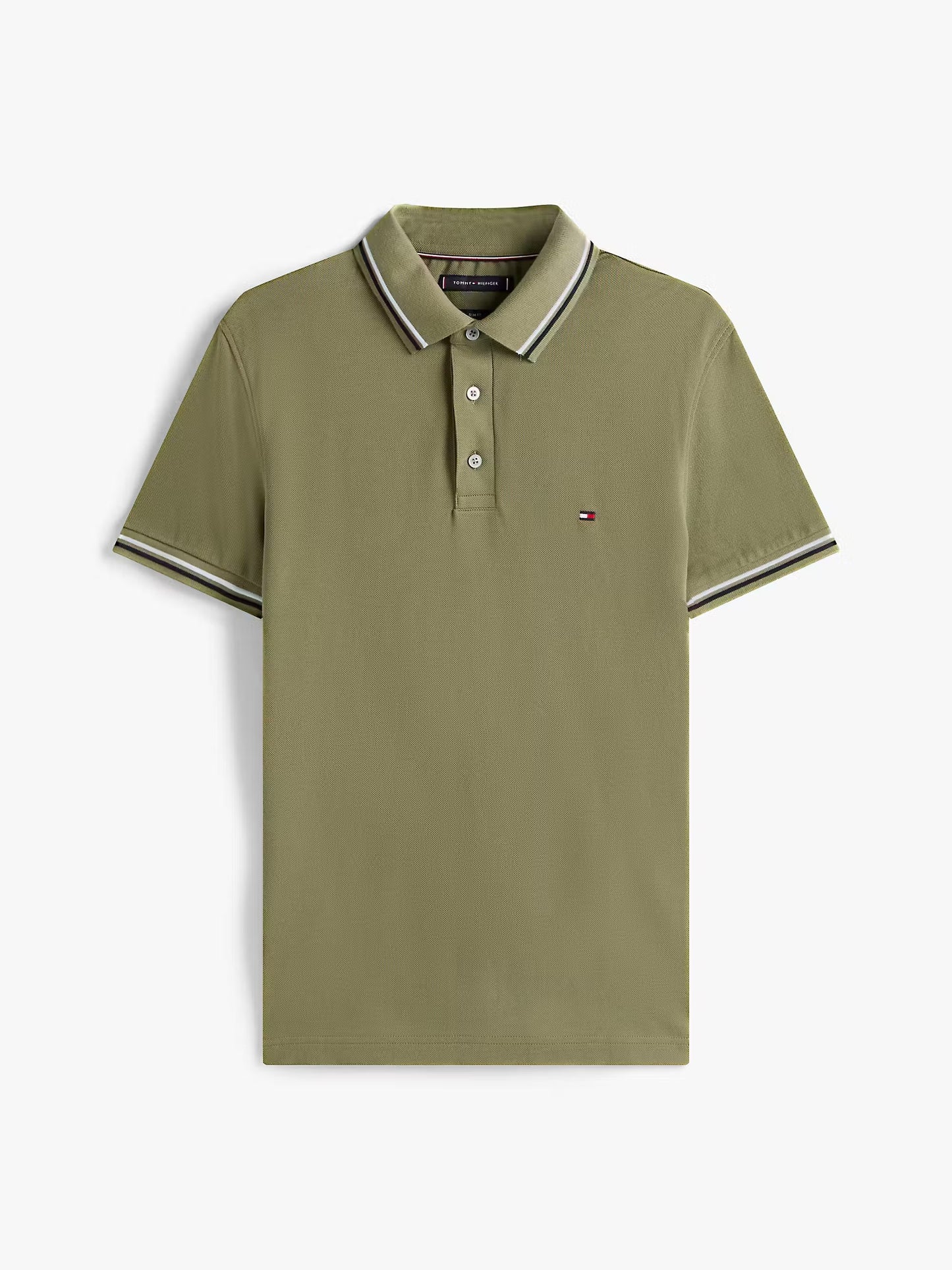 Tommy Hilfiger Slim Fit Tipped Polo Shirt - Battle Green MW0MW39993_PLI_alternate4