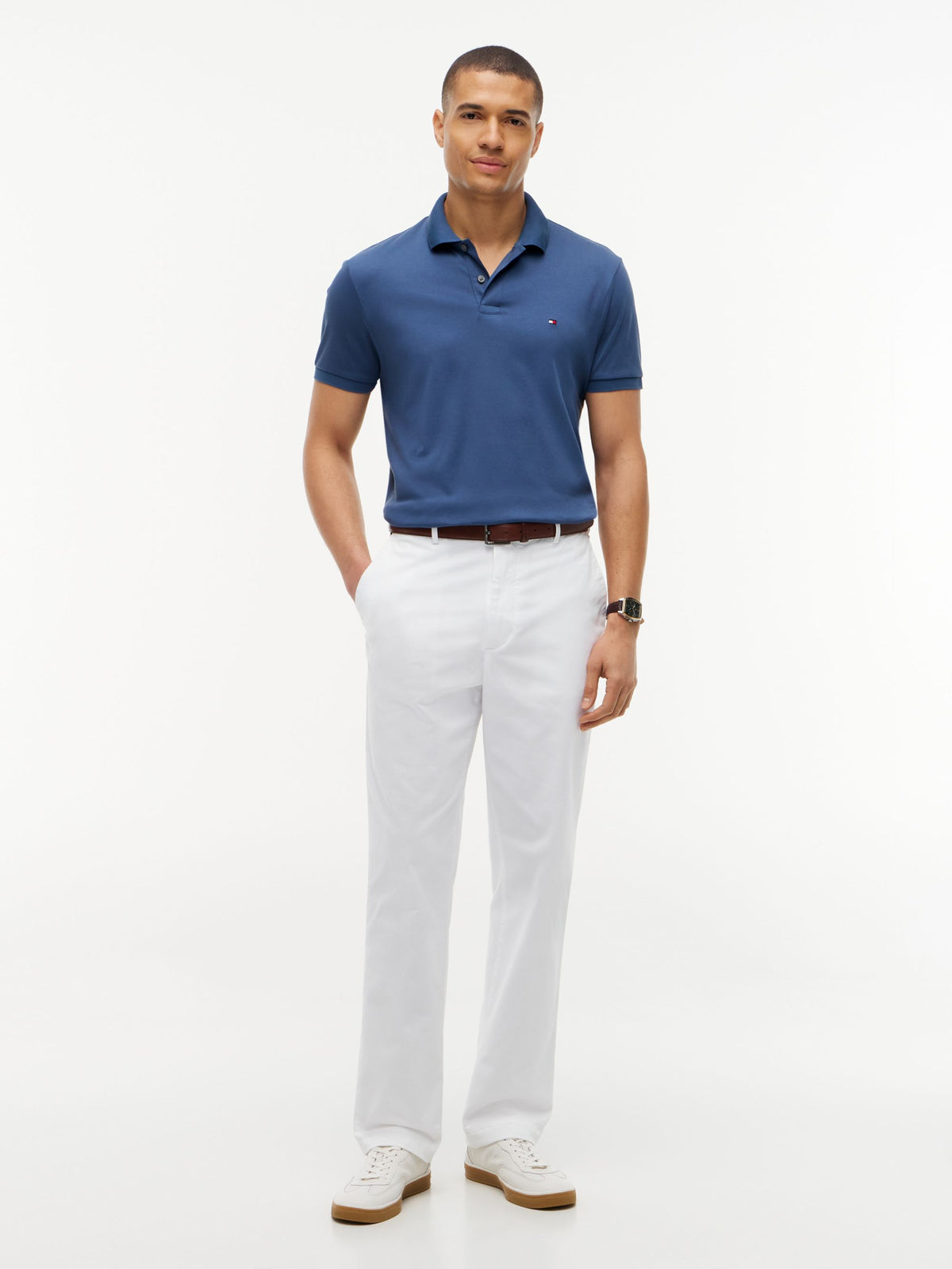 Tommy Hilfiger Regular Fit Fluid Cotton Polo - Aegean Sea MW0MW39994_DBZ_alternate2_ay
