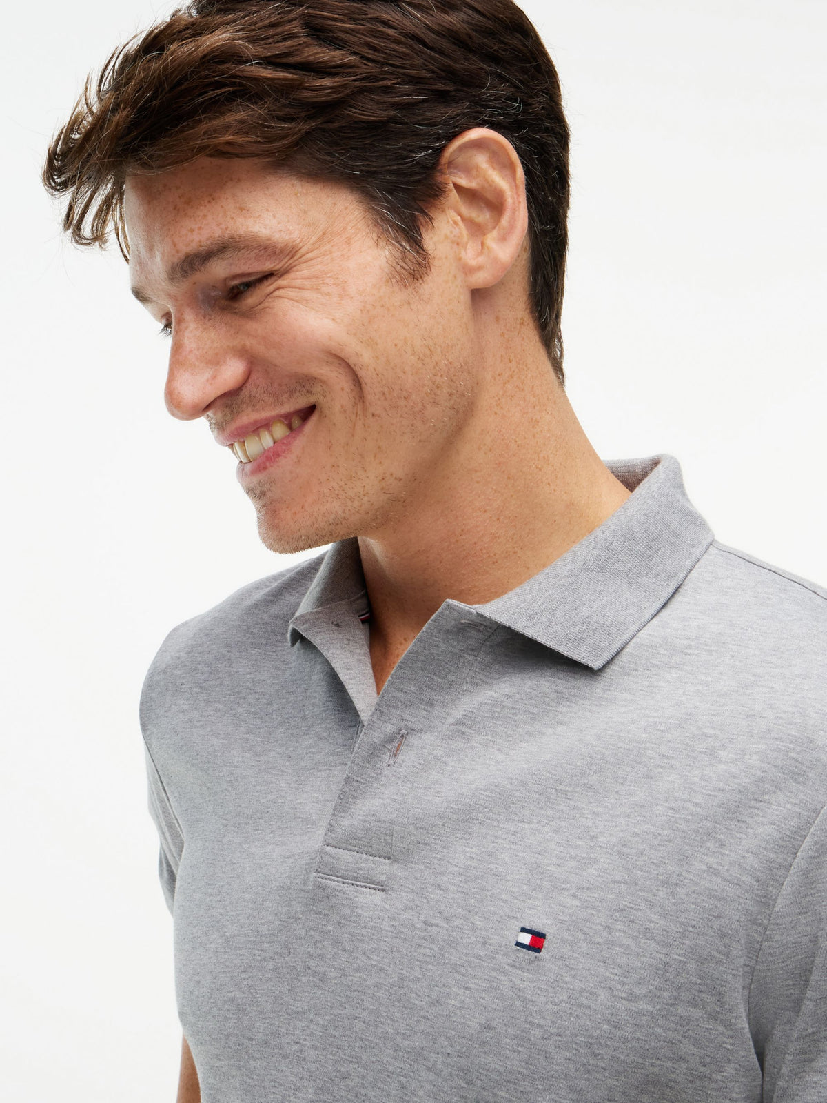 Tommy Hilfiger Regular Fit Fluid Cotton Polo - Medium Grey Heather MW0MW39994_P91_alternate3_ay