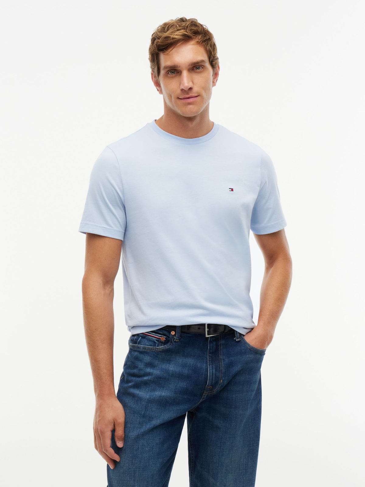 Tommy Hilfiger Flag Embroidery T-Shirt - Sky Blue MW0MW39995_C1O_alternate1_ay