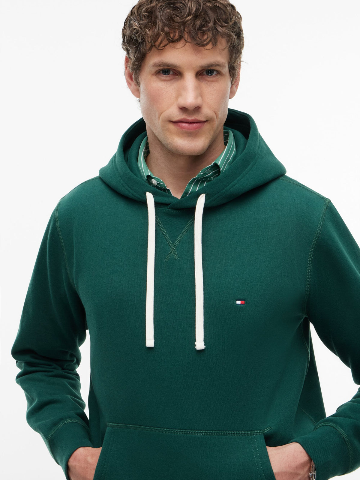 Tommy Hilfiger Essential Fleece Hoodie - Ornamental Green MW0MW39997_L6K_alternate3_ay