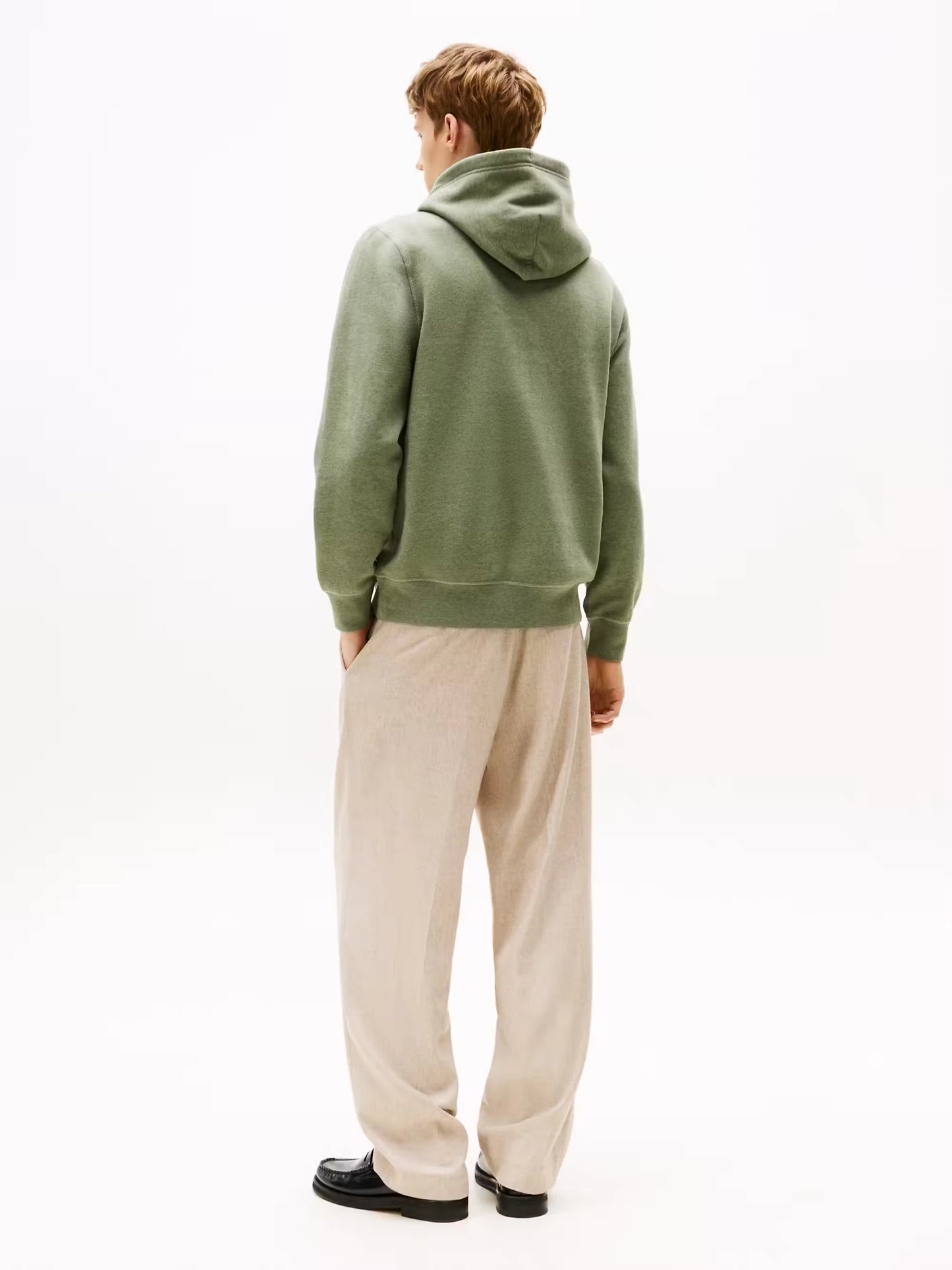 Tommy Hilfiger Flag Embroidery Fleece Hoody - Battle Green Heather MW0MW39997_MTD_alternate3