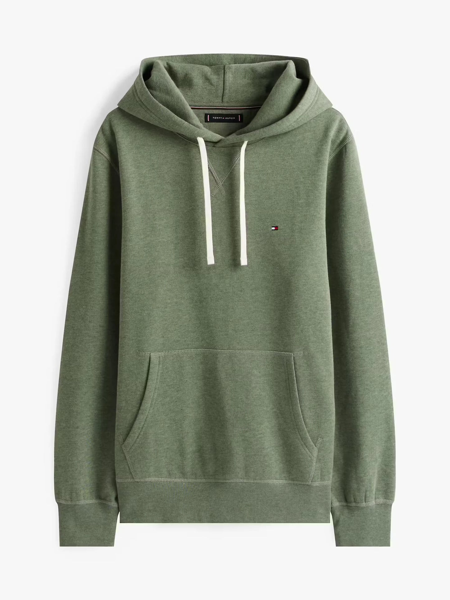 Tommy Hilfiger Flag Embroidery Fleece Hoody - Battle Green Heather MW0MW39997_MTD_alternate4