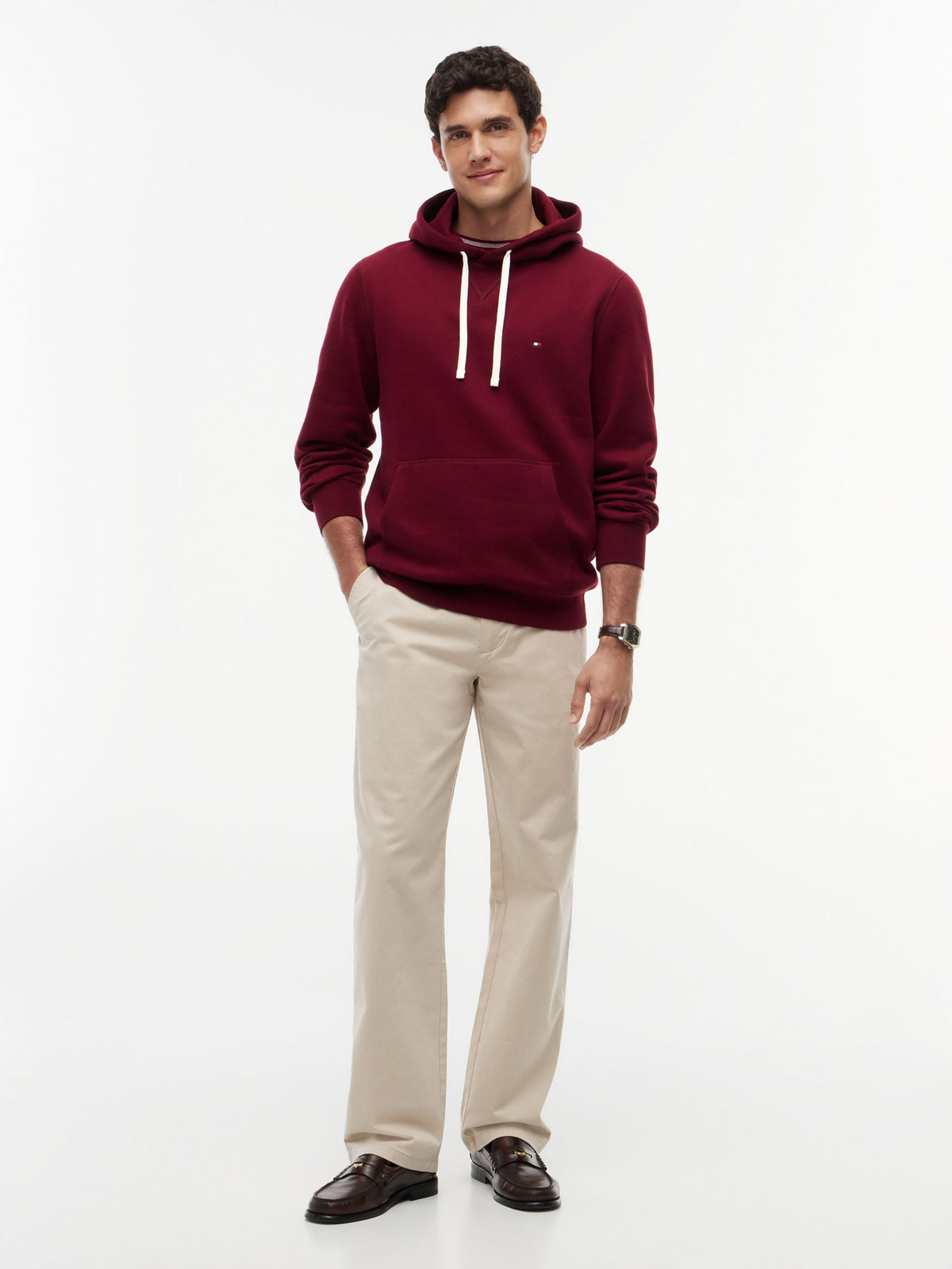 Tommy Hilfiger Essential Fleece Hoodie - Burgundy MW0MW39997_VLP_alternate2_ay