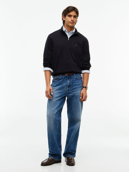 Tommy Hilfiger French Rib Quarter-Zip Sweatshirt - Black MW0MW40042_BDS_alternate2_ay